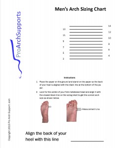 Arch Sizing Chart for Men